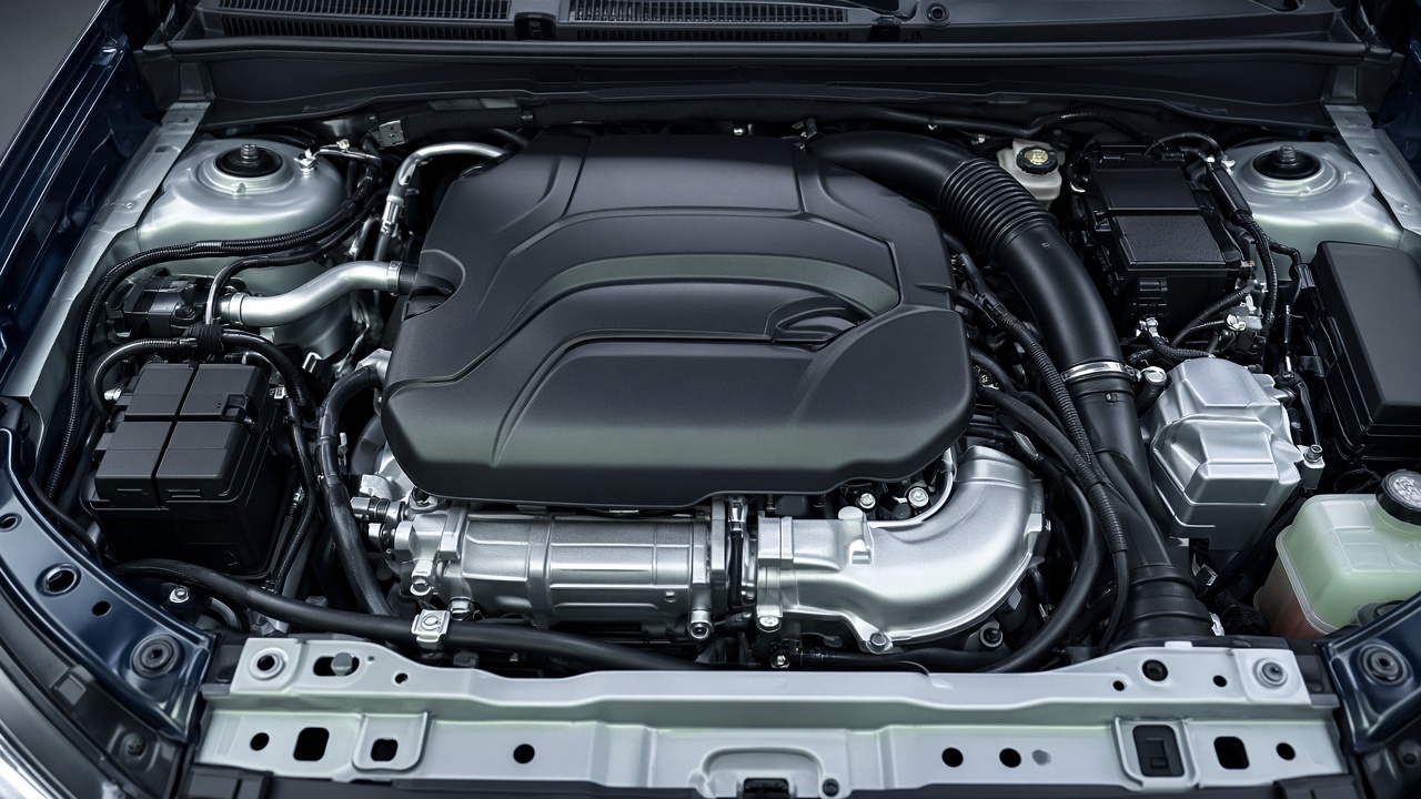 Hand-cleaned, dressed engine bay after Meridian mobile detailing in Rockford, IL